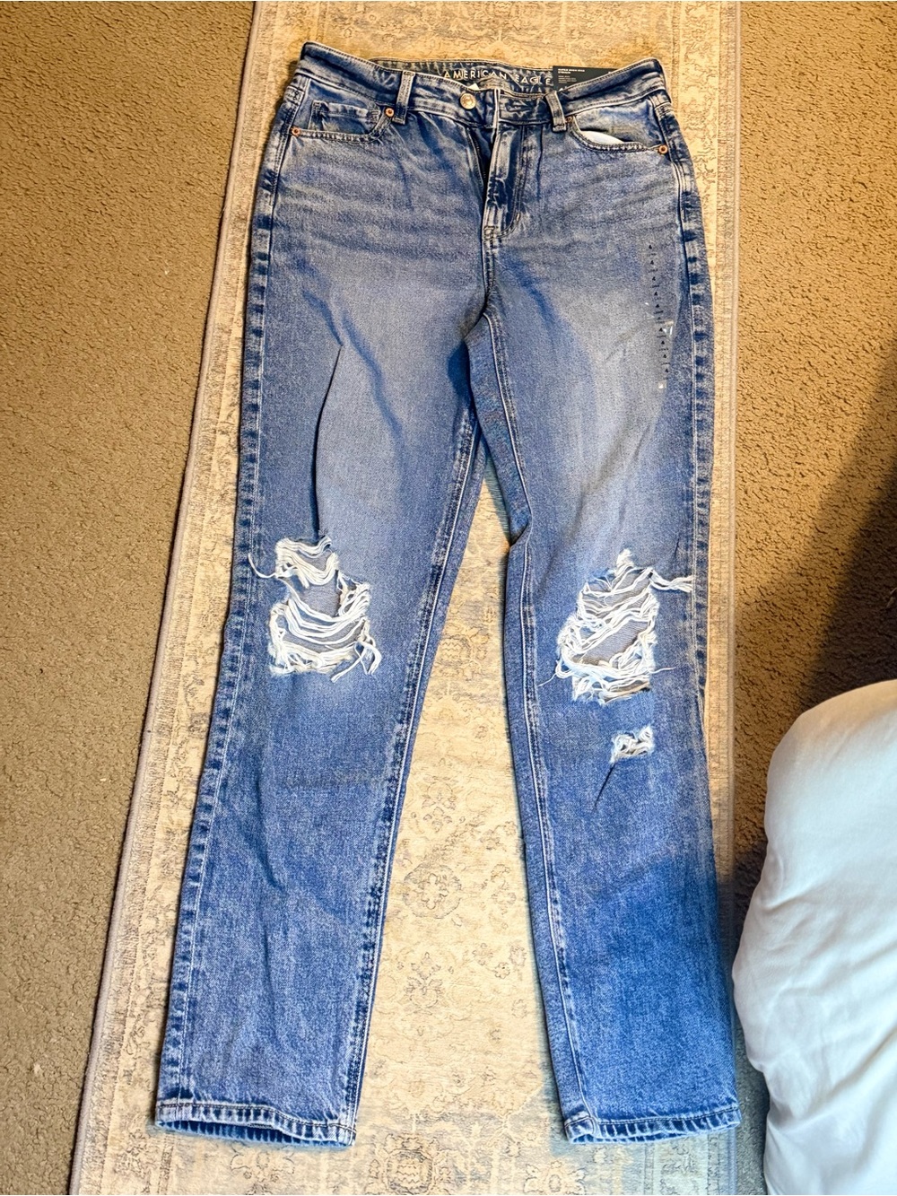 High-Rise Distressed Women’s Blue Jeans